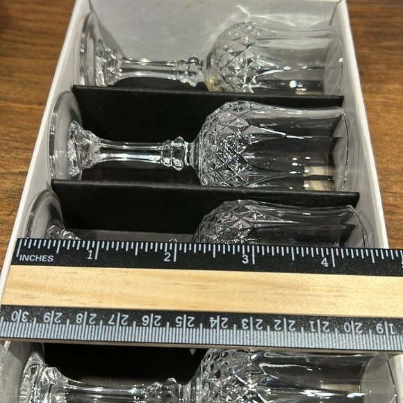 Vintage French D’Arques 4 Longchamp 2oz Crystal Diamond Cut Glasses In Box - Picture 10 of 10